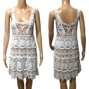 DULCIE White Crochet Lace Doily Dress S